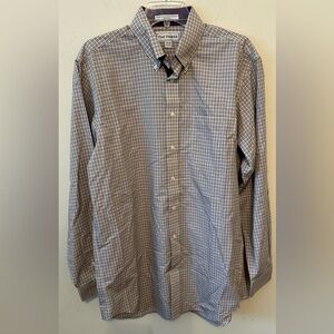 Paul Frederick Dress Shirt Mens‎ Size 16-35 Yellow/Purple Checks Long Sleeve